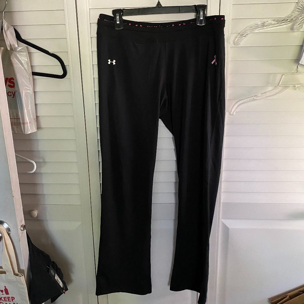 Under Armour L black track pants, Power in Pink